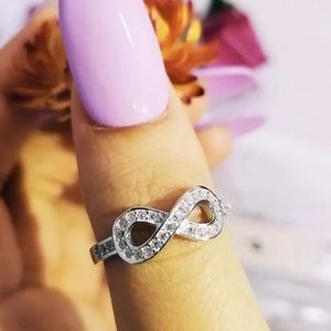 💯 NEW INFINITY 925 STERLING SILVER DIAMOND RING